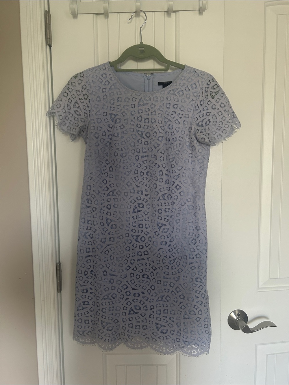 Ann Taylor light blue Lace Short-Sleeve Shift Dress